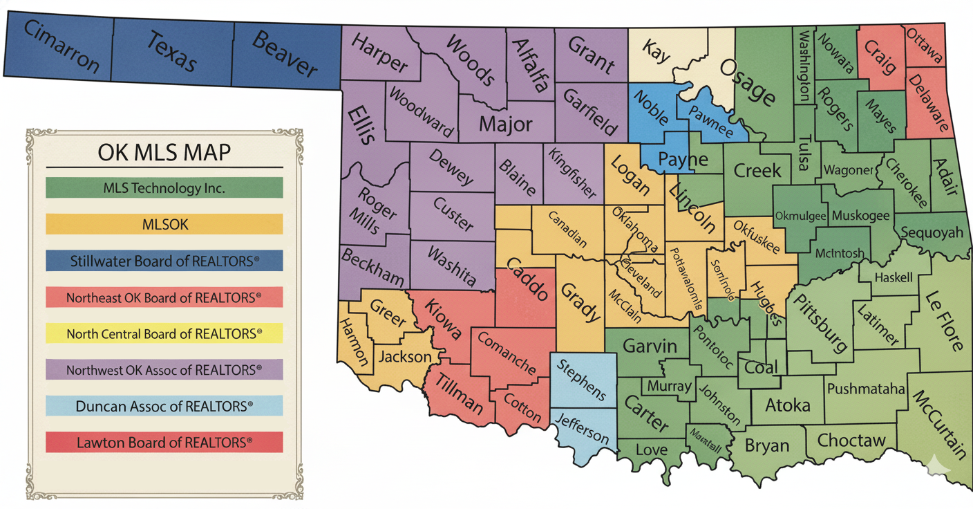 Oklahomey service areas map showing coverage across Oklahoma counties